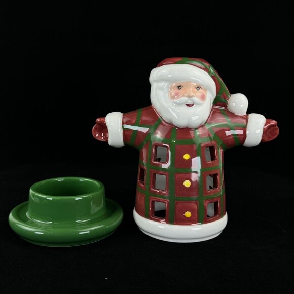 Mikasa Santa Tea Light Votive Candle Holder Oil Top Christmas Red Ceramic 6" - Picture 2 of 12